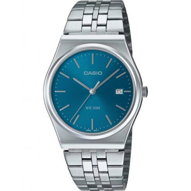 CASIO Coleccion MTP-B145D-2A2VEF Reloj Analogico Acero Inox con Esfera Azul ,fecha ,resist Al Agua