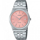 CASIO Coleccion MTP-B145D-4AVEF Reloj Analogico Acero Inox con Esfera Rosa ,fecha ,resist Al Agua