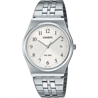 CASIO Coleccion MTP-B145D-7BVEF Reloj Analogico Acero Inox con Esfera Blanca ,fecha ,resist Al Agua