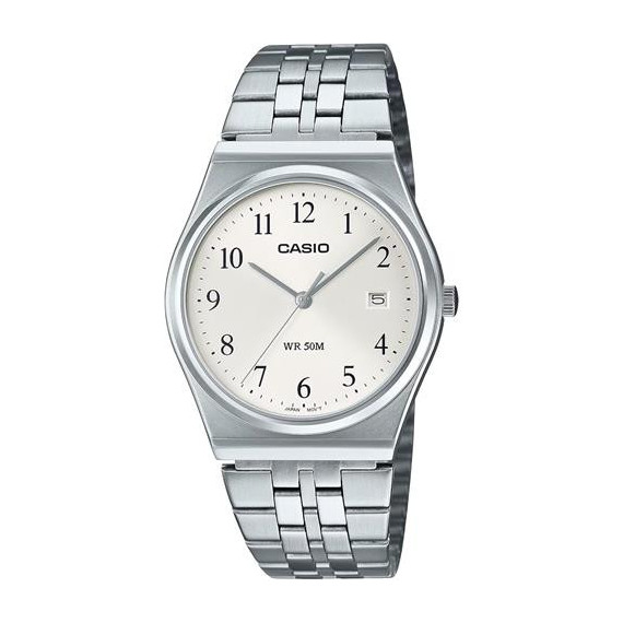 CASIO Coleccion MTP-B145D-7BVEF Reloj Analogico Acero Inox con Esfera Blanca ,fecha ,resist Al Agua