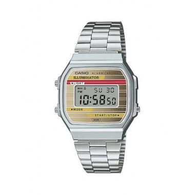 CASIO Coleccion A168WEHA-9AE Reloj Digital Acero Inoxidable Plata,retroiluminacion Fecha, Alarma, Re