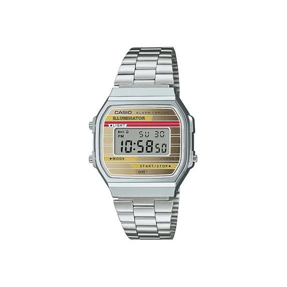 CASIO Coleccion A168WEHA-9AE Reloj Digital Acero Inoxidable Plata,retroiluminacion Fecha, Alarma, Re