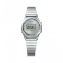 CASIO Colecccion LA700WE-7AEF Reloj Digital Pequeño Redondo Plateao Cronometro,temprorizador