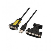 Aisens Cable Conversor USB a Serial RS232 9 Pines + Adaptador Paralelo DB25 a Serial 9 Pin Hembra  LALO