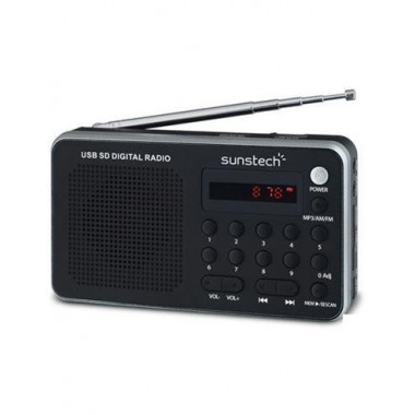 SUNSTECH Radio AM/FM Portatil Digital RPDS32 Plata