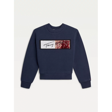 Sequins Flag Sweatshirt Twilight Navy  TOMMY HILFIGER