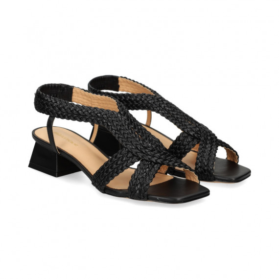 Sandalia Bebe Trenzada Piel Negro  VICENZA