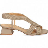 Sandalia Bebe Trenzada Piel Beige  VICENZA