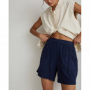 Pantalones Shorts YERSE Romina Doble Gasa Navy