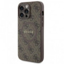 GUESS Funda Iphone 15 Pro Max Trasera con Anillo Carga Magsafe Marron