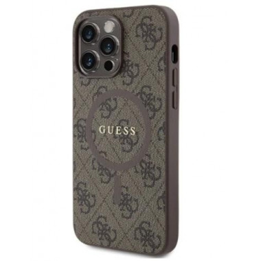 GUESS Funda Iphone 15 Pro Max Trasera con Anillo Carga Magsafe Marron