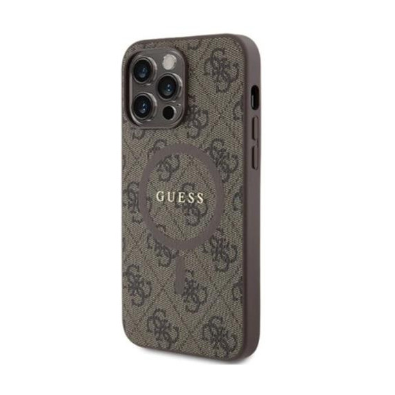 GUESS Funda Iphone 15 Pro Max Trasera con Anillo Carga Magsafe Marron