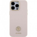 GUESS Funda Iphone 15 Pro Max Silicona Rosa con Logo Brillante