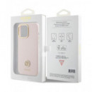 GUESS Funda Iphone 15 Pro Max Silicona Rosa con Logo Brillante