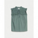 Blusa de Manga Corta con Detalle de Crochet  MARKS AND SPENCER