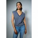 Camisetas Mujer Camiseta SALSA JEANS Rayas con Botones Dorados Navy