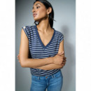 Camisetas Mujer Camiseta SALSA JEANS Rayas con Botones Dorados Navy