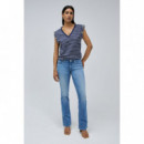 Camisetas Mujer Camiseta SALSA JEANS Rayas con Botones Dorados Navy