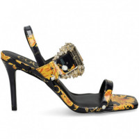 Sandalia Hebilla Charol Oro+negro  VERSACE JEANS