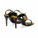 Sandalia Hebilla Charol Oro+negro  VERSACE JEANS