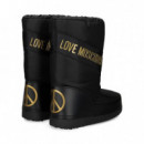 1/2 Bota Presky Nylon Oro+negro  LOVE MOSCHINO