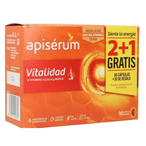 Apiserum Vitalidad 3 Envases 30 Capsulas Blandas  APISÉRUM