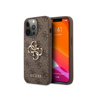 GUESS Funda Trasera Iphone 13 Pro Marron con Logo GUHCP13L4GMGBR