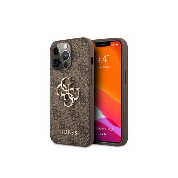 GUESS Funda Trasera Iphone 13 Pro Marron con Logo GUHCP13L4GMGBR