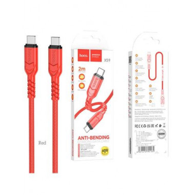 HOCO Cable Datos Tipo C M/m 2MTRS Rojo 3A X59
