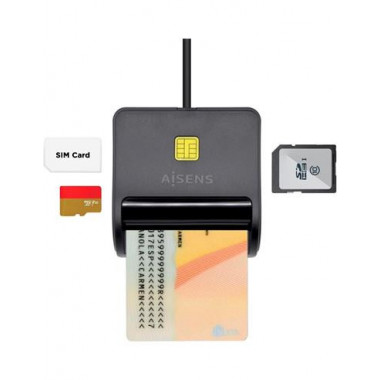 AISENS Lector Tarjeta Dni y Sd/micro Sd 2.0 ASCR-SN025D-BK