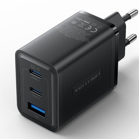 Cargador Pared VENTION X2USB-C Usb-a 65W Black