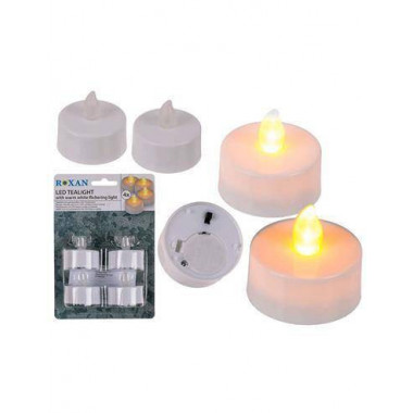 Out Of The Blue Pack de 4 Velas con Luz Led Blanca Calida Parpadeante 4CM  LALO