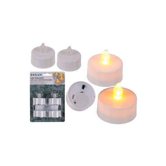 Out Of The Blue Pack de 4 Velas con Luz Led Blanca Calida Parpadeante 4CM  LALO