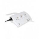 EWENT Regleta Escritorio 5 Tomas Schuko con 2 Puertos USB 2.1A EW3935 Blanco