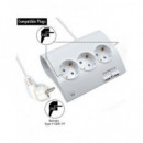 EWENT Regleta Escritorio 5 Tomas Schuko con 2 Puertos USB 2.1A EW3935 Blanco