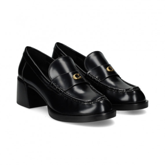 Mocasin Aplique Piel Negro  COACH