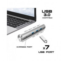 WOXTER Hub 7 Puertos USB 3.0 Aluminio con Alimentador