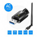 CUDY Adaptador Wifi con Antena 5DBI AC1300 3.0 Negro WU1400