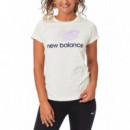 NEW BALANCE Camiseta Beige para Mujer