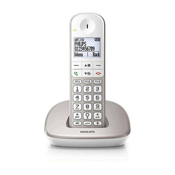 PHILIPS Telefono Inalambrico con Teclas Grandes Blanco Gris XL490/1.9"/COMPATIBLE Adsl/