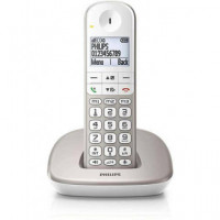 PHILIPS Telefono Inalambrico con Teclas Grandes Blanco Gris XL490/1.9"/COMPATIBLE Adsl/