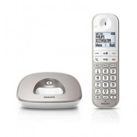 PHILIPS Telefono Inalambrico con Teclas Grandes Blanco Gris XL490/1.9"/COMPATIBLE Adsl/