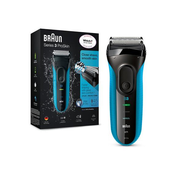 BRAUN Afeitadora Barba 3010S Proskin Wet&dry con Bateria Recargable