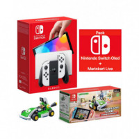NINTENDO Switch Oled Consola Blanca + Juego NINTENDO Mario Kart Live: Home Circuit Luigi