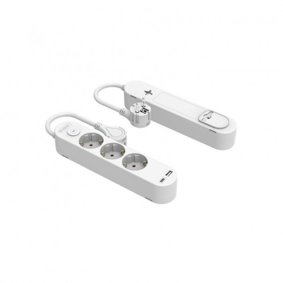 Generica Regleta 3 Tomas + Usb-a + Usb-c 3A 1.5M 3X1,5MM H05VV-F Interruptor con Proteccion Silver