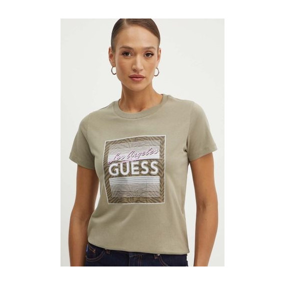 Ss Cn Boxy Logo Tee Mossy Green  GUESS