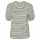 Camisetas Mujer Camiseta de Mujer VERO MODA Manga Corta Abullonada Kerry Stripes Birch/black