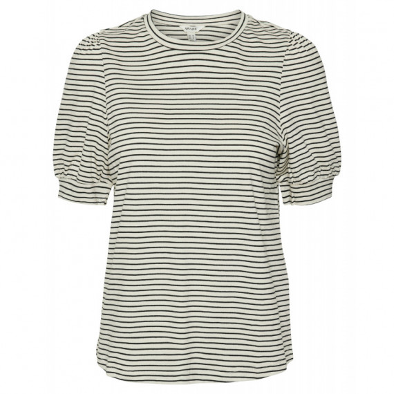 Camisetas Mujer Camiseta de Mujer VERO MODA Manga Corta Abullonada Kerry Stripes Birch/black