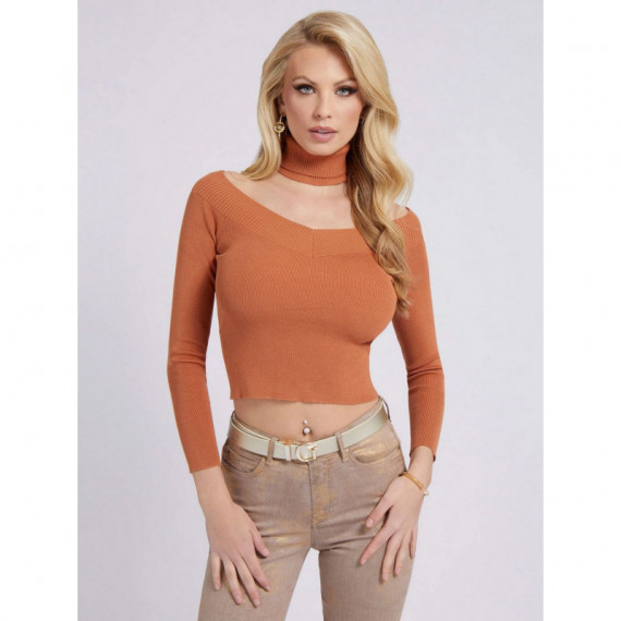 Jersey Ls Off Shoulder Kamia Rib Swtr  GUESS