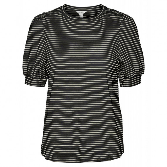 Camisetas Mujer Camiseta de Mujer VERO MODA Manga Corta Abullonada Kerry Stripes Black Birch